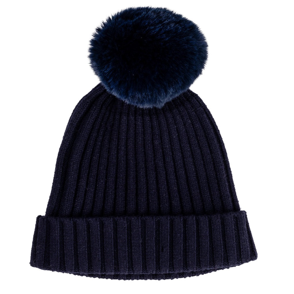 Brooks Knitted Pom Pom Hat Navy