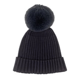 Caden Fur Pom Pom Hat Dark Grey