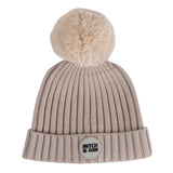 Caden Fur Pom Pom Hat Stone Grey