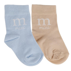 Dean Logo 2 Pack Socks Sky Blue/Beige by MITCH &amp; SON.