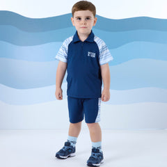 MITCH & SON FLYNN Poly jersey raglan polo top and short set