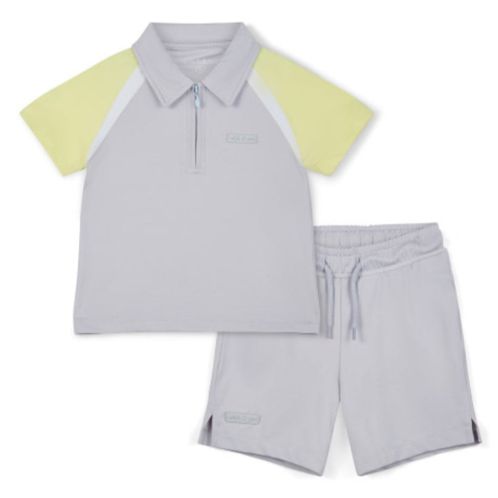 MITCH &amp; SON Lemon Doodles Poly jersey raglan polo top and short set