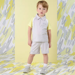 MITCH &amp; SON Lemon Doodles Poly jersey raglan polo top and short set