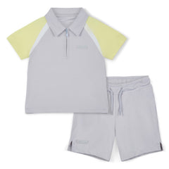 MITCH &amp; SON Lemon Doodles Poly jersey raglan polo top and short set