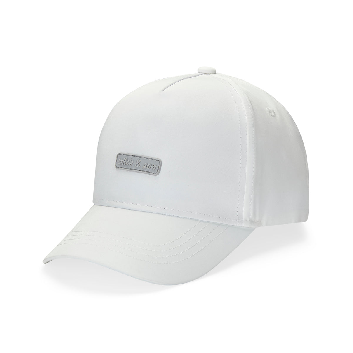 MITCH &amp; SON Hayden Skip hat with rubber logo badge. Bright White