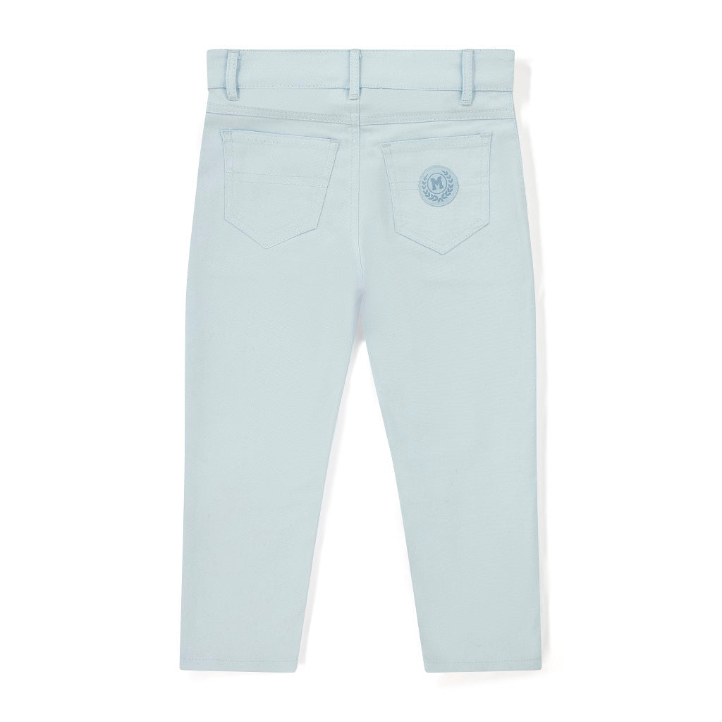 MITCH & SON Light blue trouser with a brand crest logo on back pocket