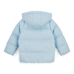 MITCH & SON Classic Collection. The Steven padded jacket with hood and two pockets at the front, with a white panel design across the front. Finished with a front zip fastening, branded puller, and signature logo print. Sky Blue