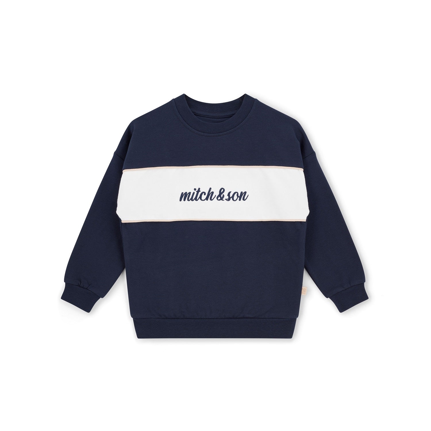 MITCH & SON Classic Collection. The Sean tracksuit features a colour block design a sweatshirt and matching joggers.  Dark Navy