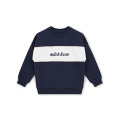 MITCH & SON Classic Collection. The Sean tracksuit features a colour block design a sweatshirt and matching joggers.  Dark Navy