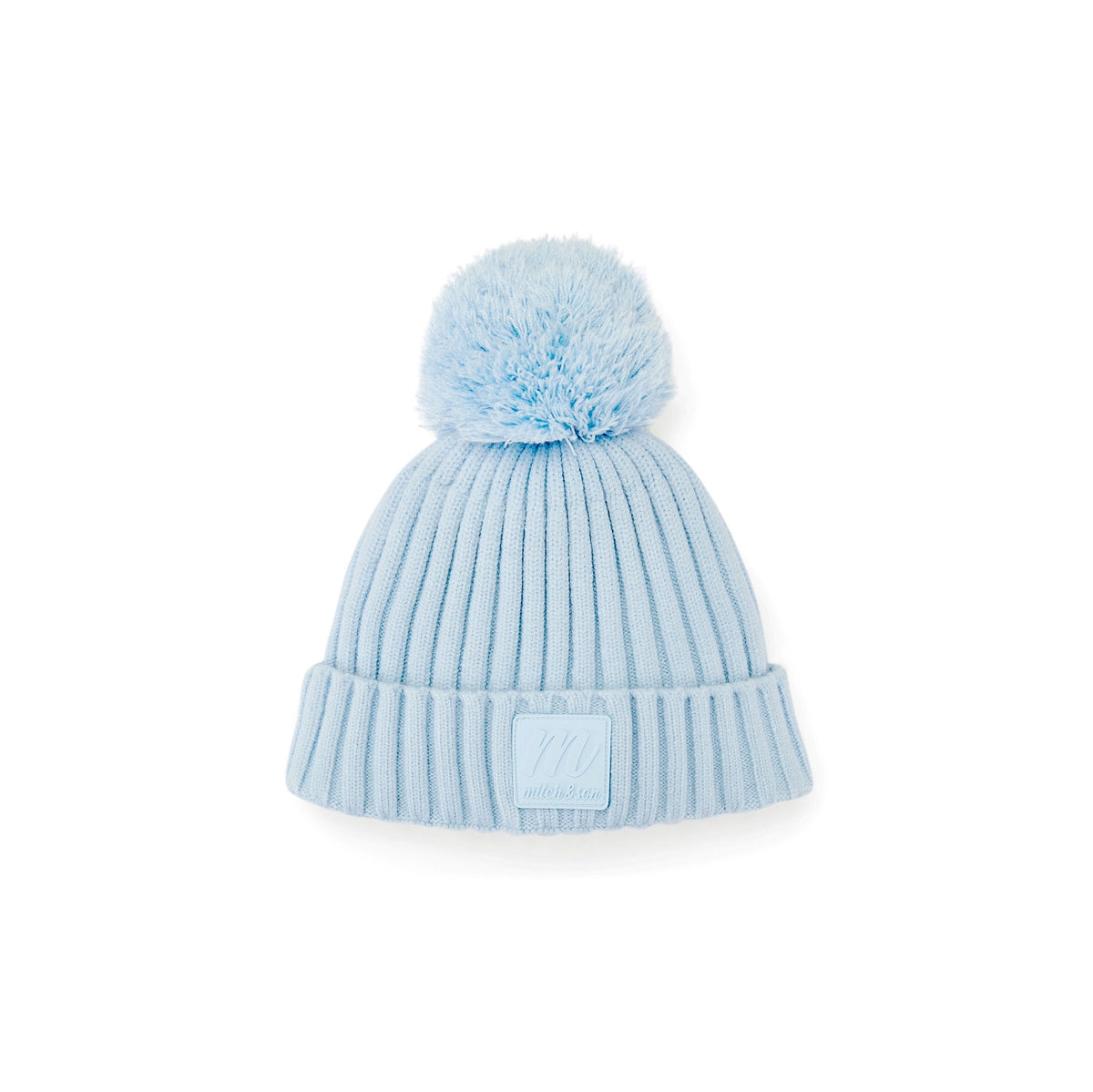 MITCH & SON Classic Collection. The Sterling hat features a ribbed knit design and soft detachable pom pom detail. Finished with logo branding for a cosy, everyday accessory. Sky Blue.