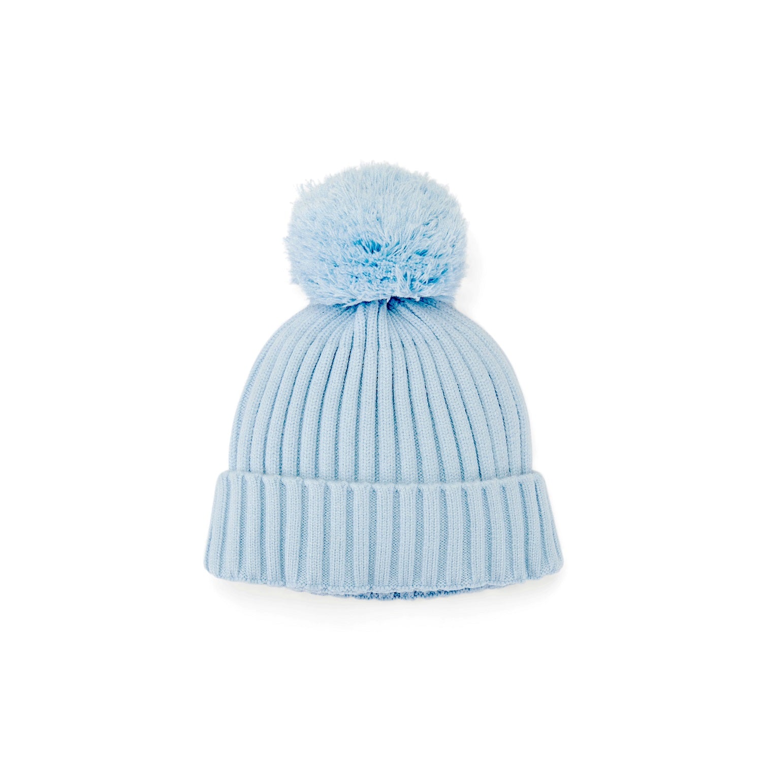 MITCH & SON Classic Collection. The Sterling hat features a ribbed knit design and soft detachable pom pom detail. Finished with logo branding for a cosy, everyday accessory. Sky Blue.