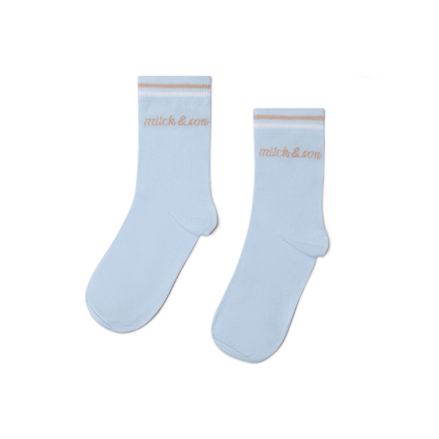 MITCH & SON The Stuart socks feature a soft stretch fit with contrast stripe detailing. Finished with logo branding for everyday comfort. Sky Blue