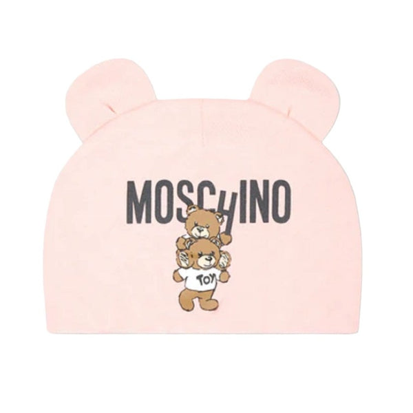 Baby Moschino Bear Logo Hat Sugar Rose