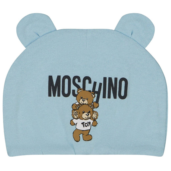 Baby Moschino Bear Logo Hat Sky Blue