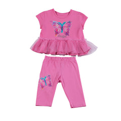 DAGA Pink Paradise Butterfly Top Capri Legging Set