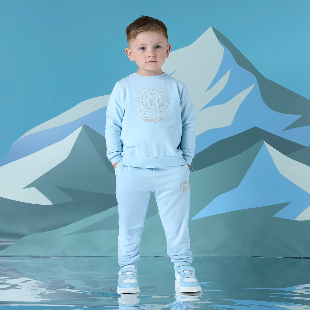MITCH & SON Boys Crest Embroidery Crew Neck Tracksuit
