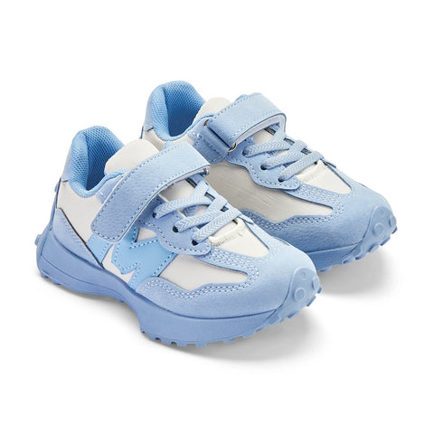 Mitch &amp; Son 514 trainers. Pale Blue Large M logo runner trainer featuring elasticated laces and velcro.