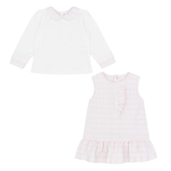 Pastels & Co Carrie the charming classic check pinafore in pink offers timeless elegance for baby girls.