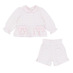 Pastels & Co Kacey The charming classic check shorts set in pink offers timeless elegance for baby girls.