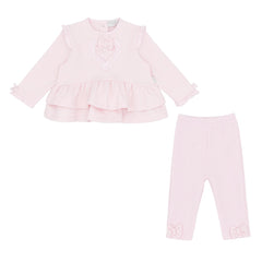Pastels & Co - Hearts & Bows Story. The Eliana Legging Set in soft pale pink offers timeless elegance for baby girls.