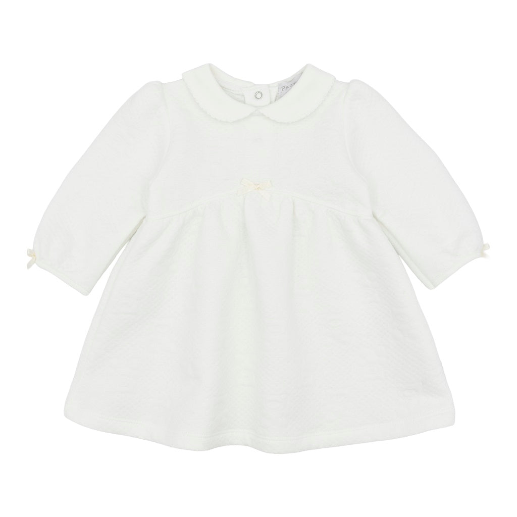 Pastels & Co - Teddybear Story. The Kanga soft dress in soft ivory timeless elegance for baby girls.
