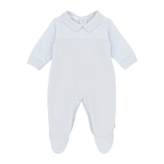 Pastels &  Co - Herringbone Smash Story. The Noah all-in-one in soft pale blue offers timeless elegance for baby boys.