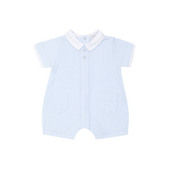 Hudson romper in soft pale blue with short sleeves from Pastels &amp; Co.