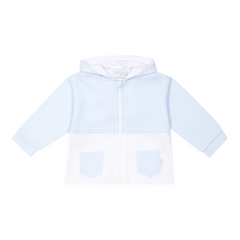 The Hector Jacket in soft pale blue, crafted by Pastels &amp; Co for baby boys.