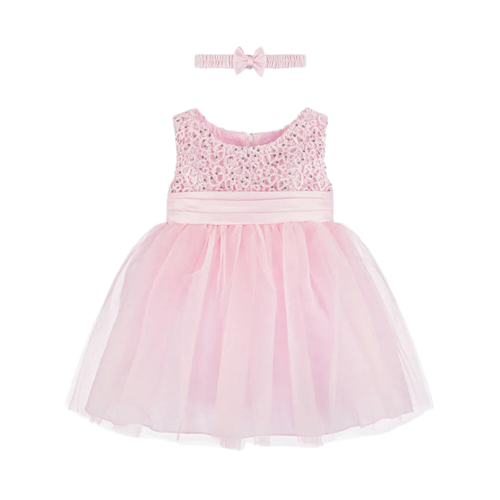 Girls Sequin Tulle Dress Pink