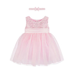 Girls Sequin Tulle Dress Pink