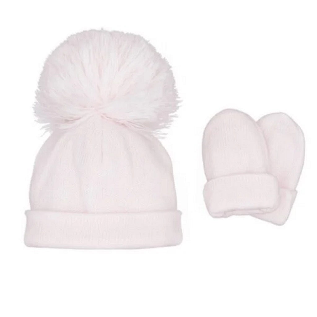 Pastels &amp; Co - Ashton Jersey Hat with Mitts. Pale Pink