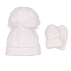 Pastels &amp; Co - Ashton Jersey Hat with Mitts. Pale Pink