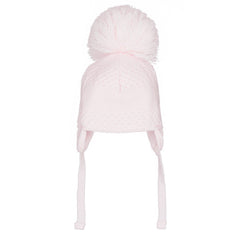 Pastels & Co Bobbie Fine ribbed pom pom hat. Pale Pink