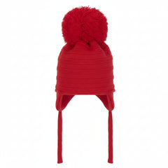 Pastels & Co Bobbie single pom pom hat. Red