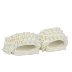 ADEE Frill Slide Sandals White