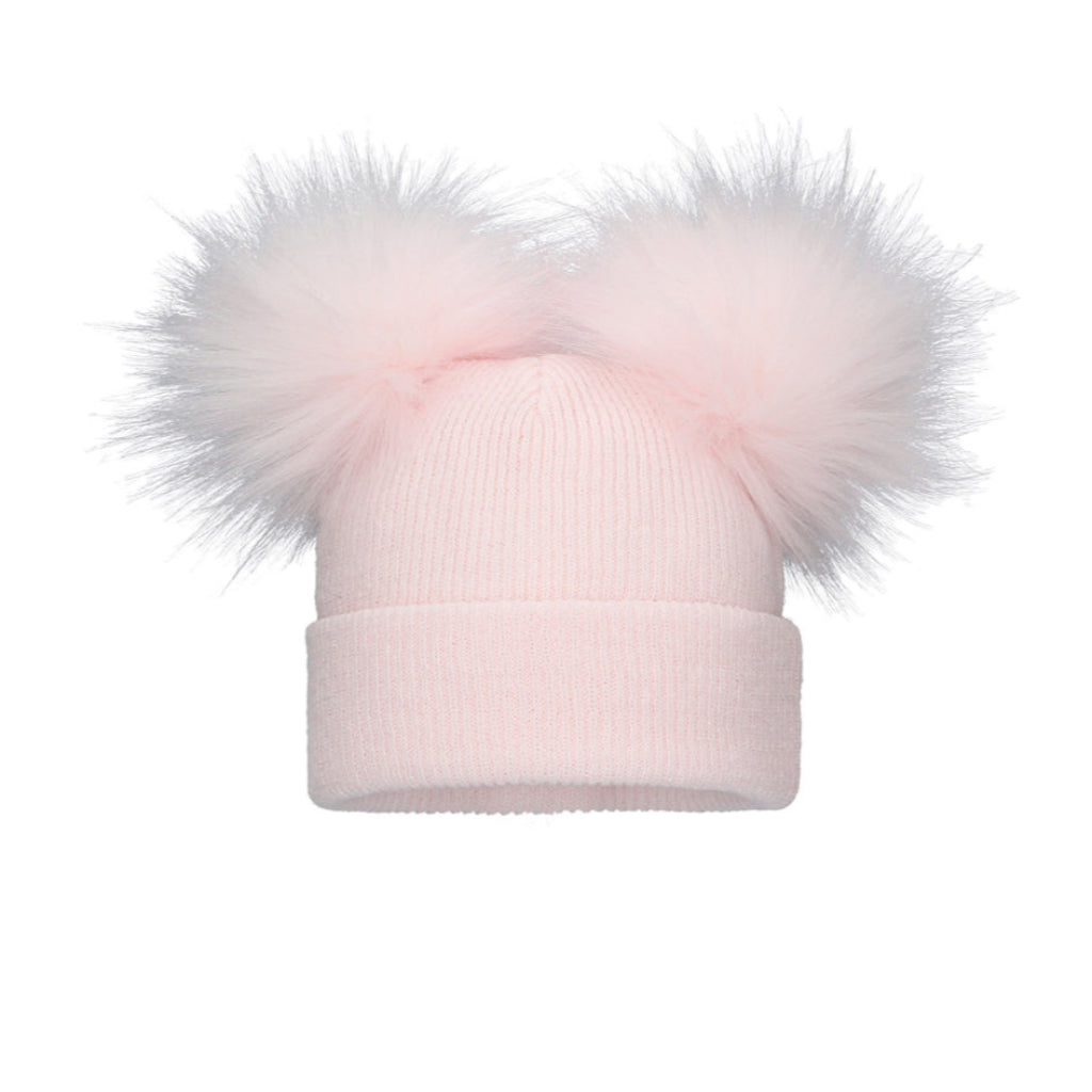 Pom Pom Envy Baby Knit Double Hat  Pink