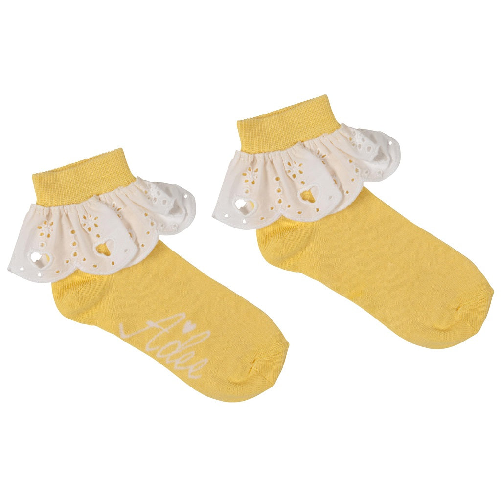 ADee Lenni Broderie Anglaise Ankle Socks Lemon