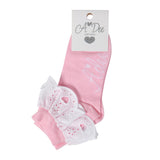 ADee Chic Chevron Broderie Anglaise Ankle Socks Pink