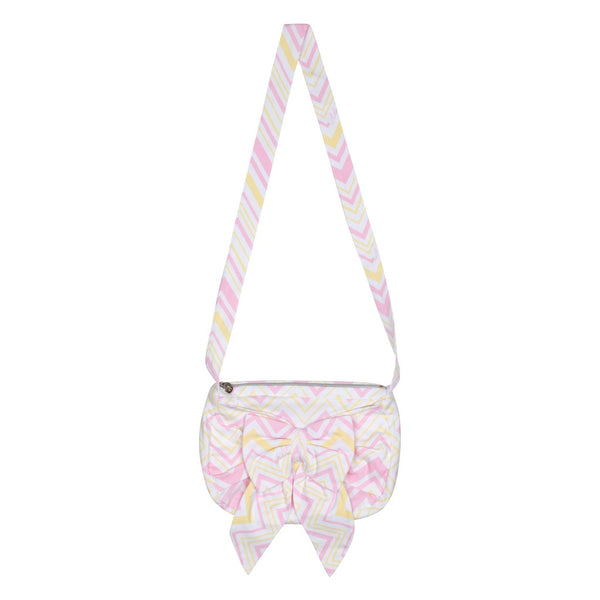 ADee Chic Chevron print bag with large bow detail.