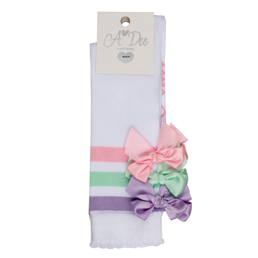 ADee Popping Pastels Bow Knee High Socks