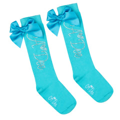 ADee Ocean Pearl Diamante Knee High Socks