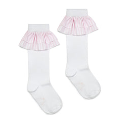 ADEE Colette Seersucker Frill Knee Hi Socks