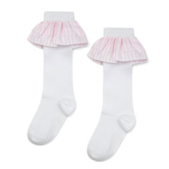 ADEE Colette Seersucker Frill Knee Hi Socks