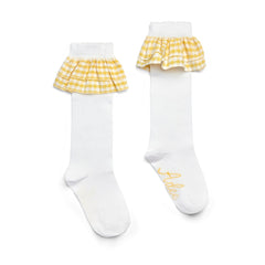 ADEE Daria Check Frill Knee Hi Socks