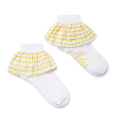 ADEE Dina Check Frill Ankle Socks