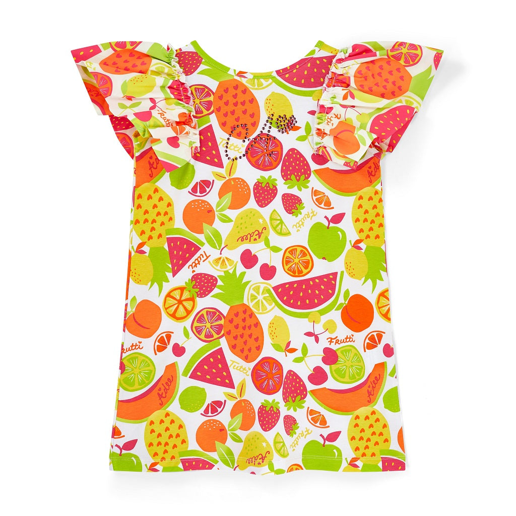 ADEE Tutti Frutti Print Dress with Contrast Bow
