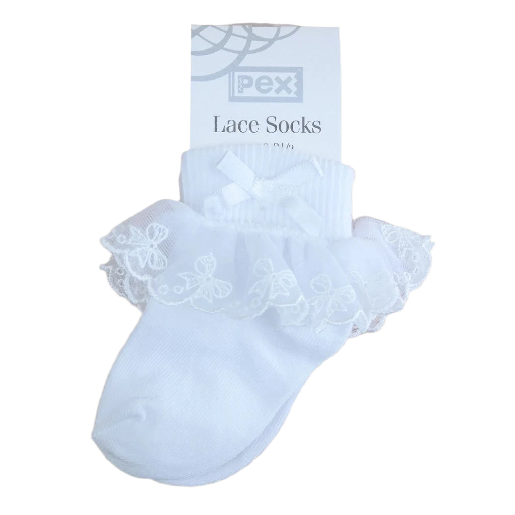 Pex Bow White Lace Socks