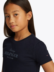 TOMMY Girls Gliiter Script T-Shirt Navy