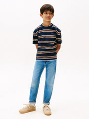 TOMMY HILFIGER Kids Cotton Stripe T-Shirt Navy