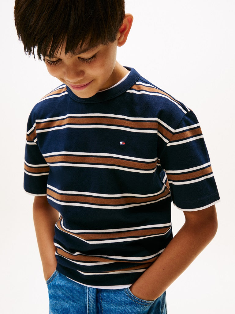 TOMMY HILFIGER Cotton Stripe T-Shirt Navy